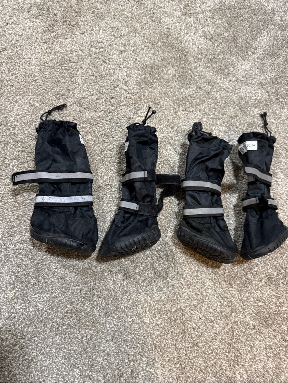 Dog Black Waterproof Boot Covers with Reflective Straps